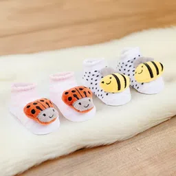 Baby Moo Infants Pack Of 2 Self-Design Soft & Comfortable Socks Booties-39