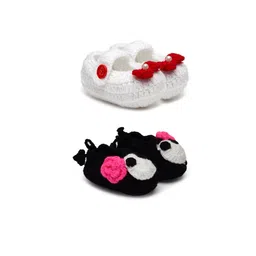 CHUTPUT Infants Kids Set Of 2 Hand Knitted Crochet Pure Wool Booties-7