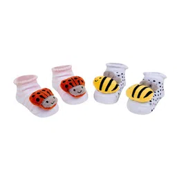 Baby Moo Infants Pack Of 2 Self-Design Soft & Comfortable Socks Booties image 4