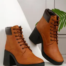 Bruno Manetti Women Mid-Top Square-Toed Lace-Up Boots-19