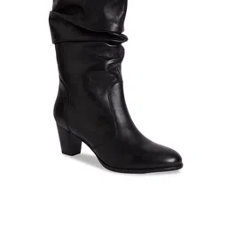 Peach Flores Women Paige Block Heeled Leather High-Top Slouchy Boots-image-65