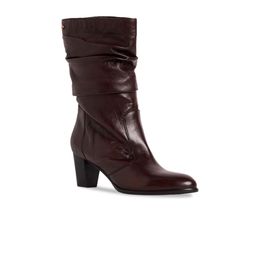 Peach Flores Women Paige Mid Top Leather Block-Heeled Slouchy Boots-image-24