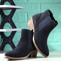 San Frissco Women Genuine Leather Suede Block-Heeled Chelsea Boots-picture-29