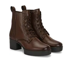 Delize Women Mid-Top Block-Heeled Derby Boots-picture-43