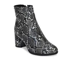Delize Black & Green Animal Textured Block Heeled Chelsea Boots-image-94
