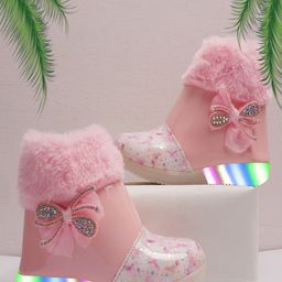 BAESD Girls Embellished Faux Fur LED Winter Boots-image-73
