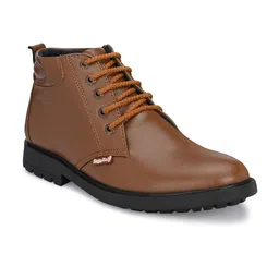 Eego Italy Men Brown Solid Mid Top Flat Boots-picture-26