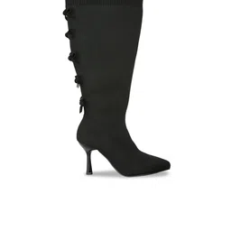 London Rag Women Stiletto Heeled Knitted Calf Boot Boots With Bow image 3