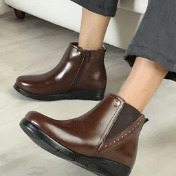 ELLE Women Studded Leather Mid-Top Chelsea Boots-picture-30