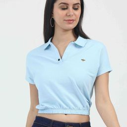 STELLERS Geometric Women Mandarin Collar Monochrome Crop Top-image-79