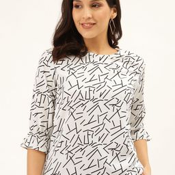 Style Quotient Women White & Black Abstract Print Regular Top-26