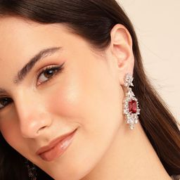 Anouk Classic Silver-Plated American Diamond Chandelier Drop Earrings-30