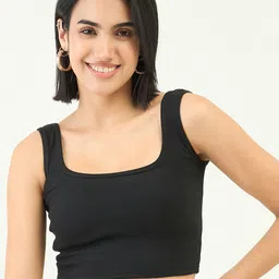 bearbrother Square Neck Sleeveless Regular Fit Crop Tank Top-image-96