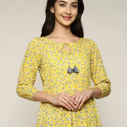KALINI Floral Print Tie-Up Neck Top-picture-16