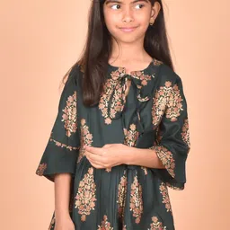 misbis Girls Floral Printed Tie-Up Neck Top-image-9