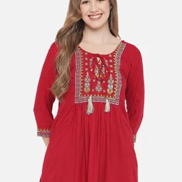 Indietoga Embroidered Tie-Up Neck Top-image-32