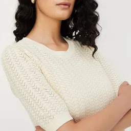 max Solid Knits Round Neck Top-image-1