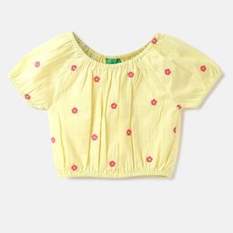 United Colors of Benetton Girls Floral Embroidered Cotton Blouson Top-image-78