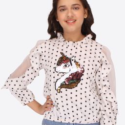 CUTECUMBER Polka Dot Printed Blouson Top-picture-26