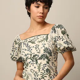 ONLY Women Tropical Printed Puff Sleeve Blouson Top-picture-47
