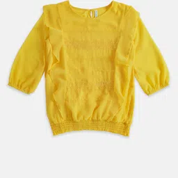 Pantaloons Junior Mustard Yellow Ruffles Blouson Top-picture-12
