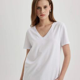 COLOR CAPITAL  V-Neck Short Sleeves Cotton Relaxed Fit T-Shirt-image-31