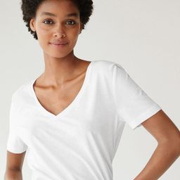 COLOR CAPITAL V-Neck Short Sleeves Cotton Relaxed Fit T-Shirt-image-94