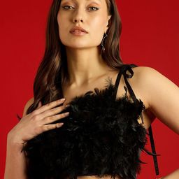 STREET 9 Feather Shoulder Straps Crop Top-image-31