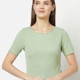GLITO Round Neck Short Sleeve Ribbed Cotton Top-image-22