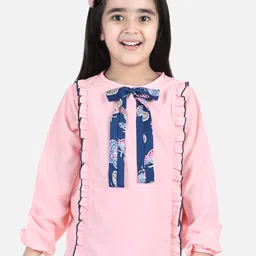 Cutiekins Peach-Coloured Ruffles Crepe Regular Top-image-12