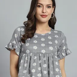 Dream Beauty Fashion Floral Printed Ruffles Empire Top-image-40
