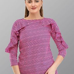 TAARAA Geometric Print Ruffles Top-picture-0