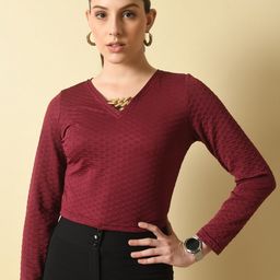 IUGA Self Design V Neck Long Sleeves Top-picture-42