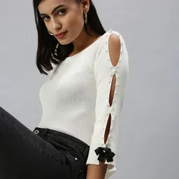 SHOWOFF Flared Sleeve Studded Top-image-17