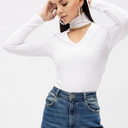 Harpa White Choker Neck Studded Top-image-93