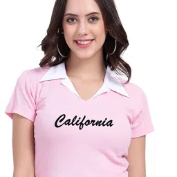 TABADTOD Shirt Collar Printed Crop Top-image-91