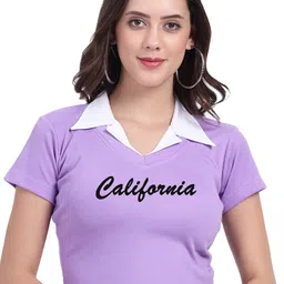 TABADTOD Shirt Collar Printed Crop Top-image-99