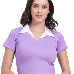 TABADTOD Shirt Collar Short Sleeves Crop Top-image-13
