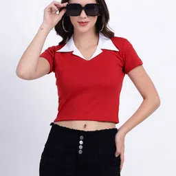 TABADTOD Shirt Collar Crop Top-image-48