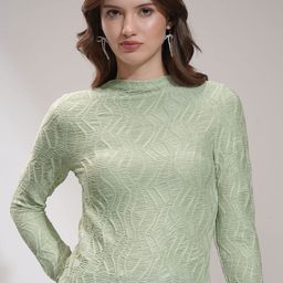 Basics By Tokyo Talkies Women High Neck Self Design Fitted Top-image-18