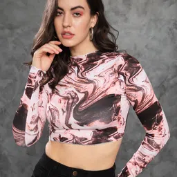 TANDUL Abstract Printed Crop Top-10