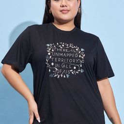 AUSTIVO Plus Size Typography Printed Sequinned Top-18