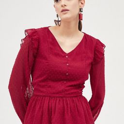 Harpa Self Designed Cuffed Sleeves Peplum Top-image-38