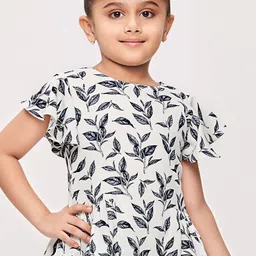 Tiny Girl Round Neck Flutter Sleeves Floral Printed Peplum Top-picture-19