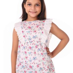Miyo Girls White Floral Printed Top-image-9