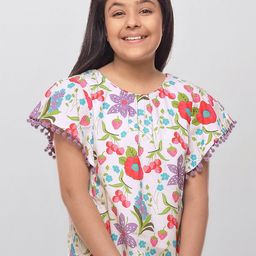 CACA CINA Off White Floral Print Top-picture-42