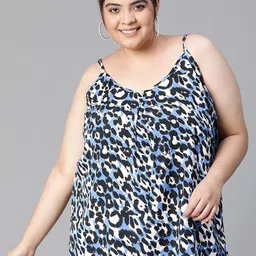 Oxolloxo plus Size Animal Printed shoulder strap A-Line Top-picture-1