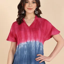 Maaesa Tie and Dye Extended Sleeves Bohemian Crepe Top-image-62
