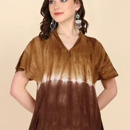 Maaesa Tie and Dye Extended Sleeves Bohemian Crepe Top-image-66