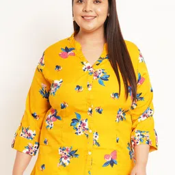 U&F Beyond Floral Printed Mandarin Collar Shirt Style Top-picture-11